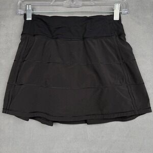 Lululemon Pace Rival Skirt Black Athletic Tennis Running Skort Size 0 LW8AT9T